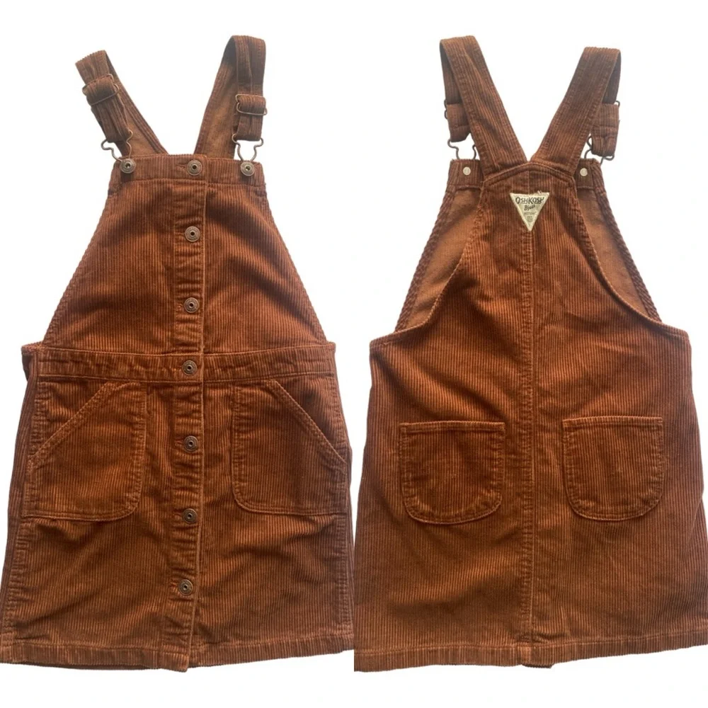OshKosh B’gosh Rust Brown Corduroy Overalls Girl’s‎ Dress Size 10